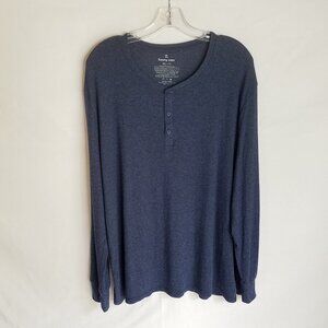 Tommy‎ John Men's Size 2XL Blue Soft Henley Long Sleeve Shirt
